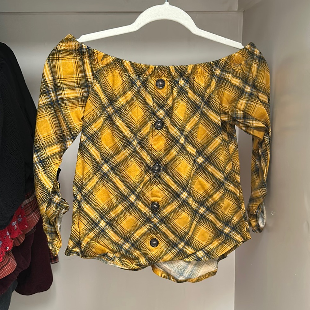 Yellow Plaid Blouse Small